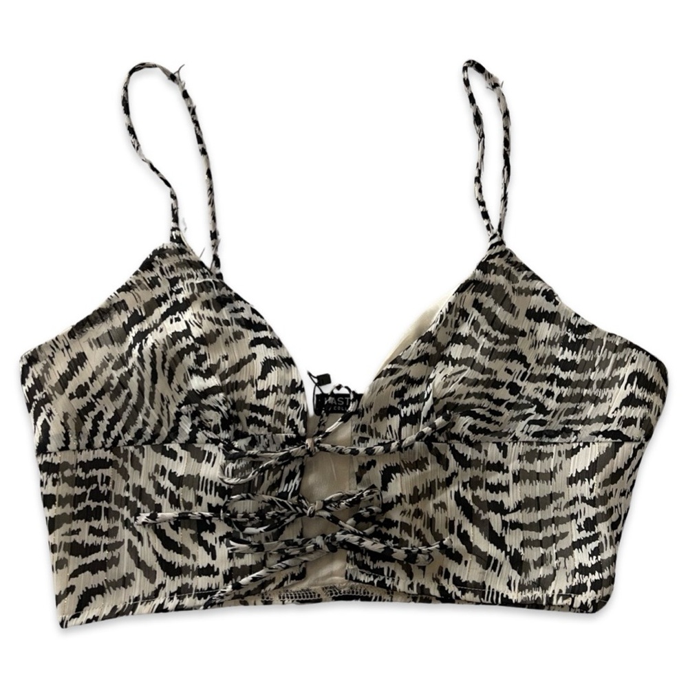 Nasty Gal Animal Print Tie Front Bra Top